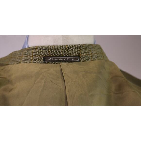 Corneliani Gold Blue Woven Windowpane 3-Btn Super 100s Wool Blazer 40R - Picture 9 of 9